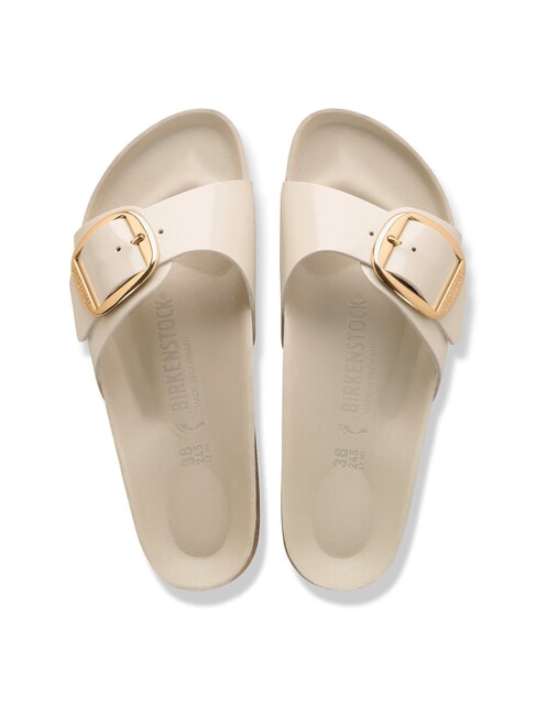 MADRID BIG BUCKLE Sandale din piele stridie strălucitoare - Pantofi femei