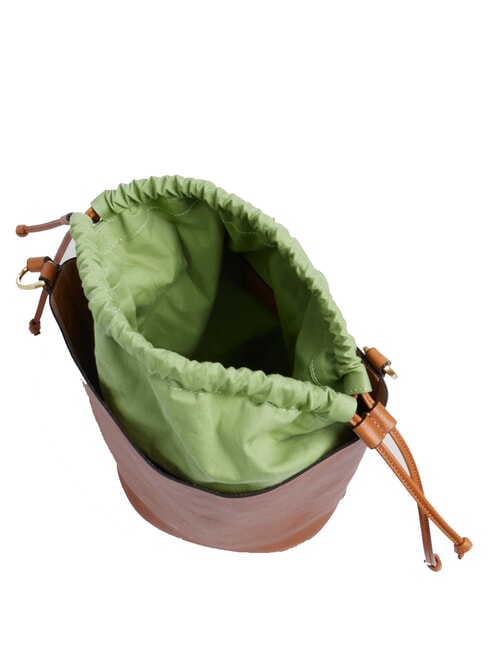 LUCE Geantă tip găleată din piele BROWN - Genți femei