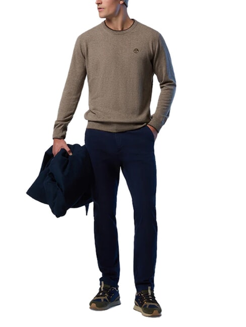 N|S Pulover cu guler rotund amestec de nuci - Pulovere pentru bărbați