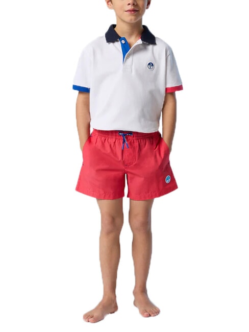 BASIC Pantaloni scurți boxer de plajă &icirc;n stil volei roșu psihopat - Costume de baie pentru copii