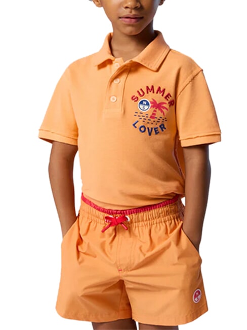 BASIC Pantaloni scurți boxer de plajă &icirc;n stil volei portocaliu deschis - Costume de baie pentru copii