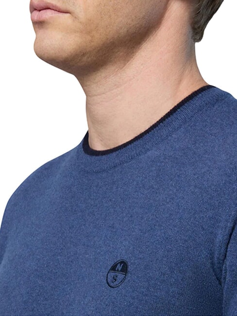N|S Pulover cu guler rotund melanj albastru China - Pulovere pentru bărbați
