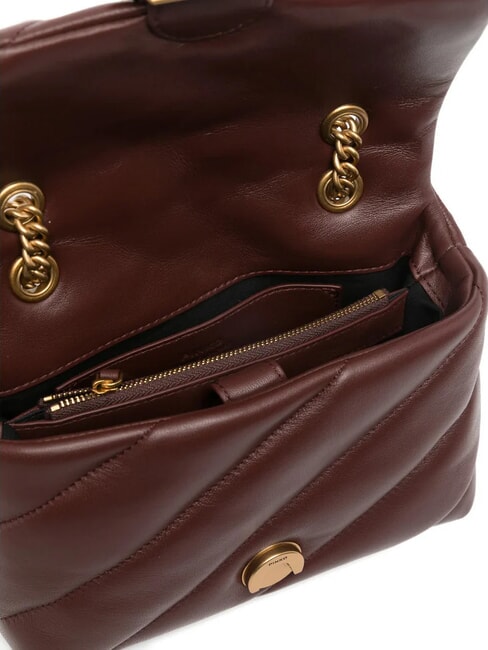 MINI LOVE BAG Geanta Nappa vin de burgundă - aur antic - Genți femei