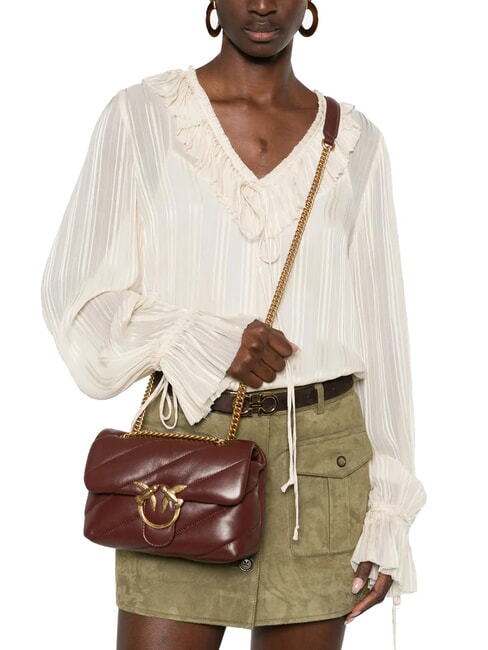 MINI LOVE BAG Geanta Nappa vin de burgundă - aur antic - Genți femei