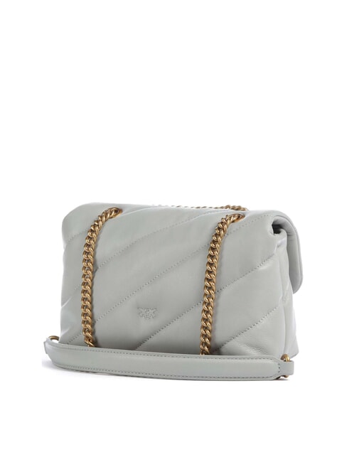 MINI LOVE BAG Geanta Nappa gri perlat-auriu antic - Genți femei