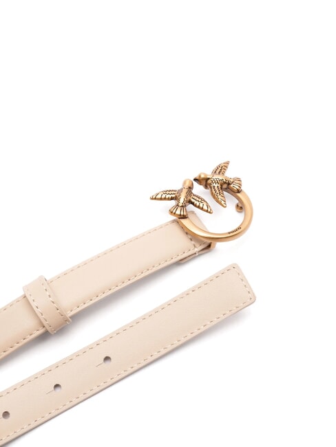 LOVE BERRY Curea de piele bej-gri fumuriu-auriu antic - Curele