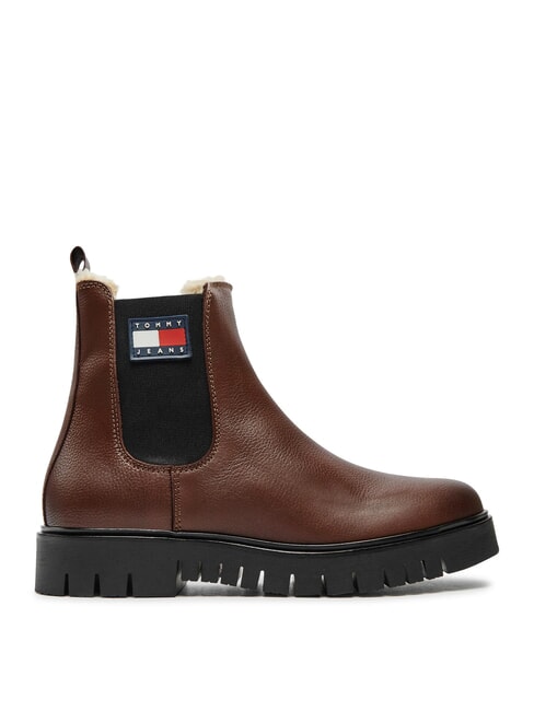 TH JEANS Ghete din piele pentru gleznă maro - Pantofi femei