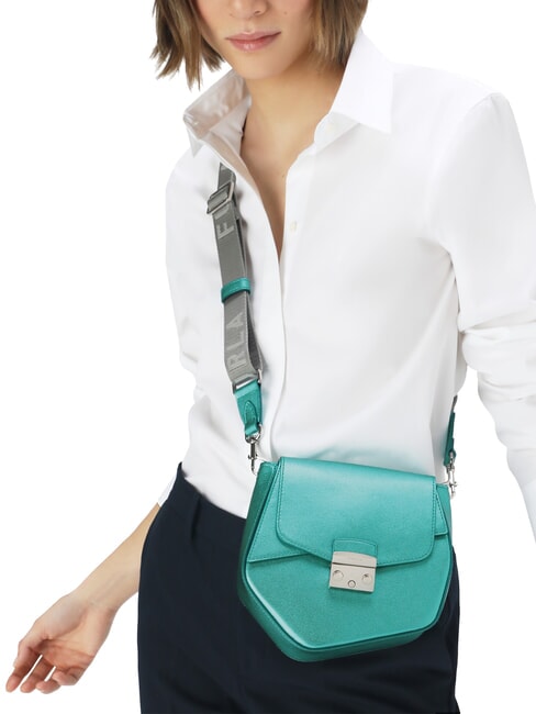 CAMPIONARIO - METROPOLIS Geantă de umăr din piele zefir + argintiu deschis - Genți femei