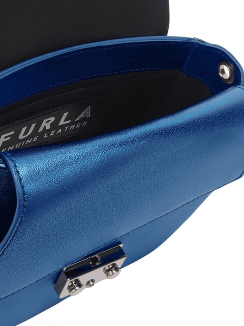 METROPOLIS Geantă de umăr din piele albastru de cobalt + argintiu deschis - Genți femei