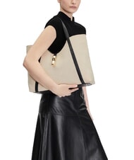 FURLA CAMPIONARIO - GOCCIA Geantă de umăr din p&acirc;nză natural + negru - Genți femei - 2