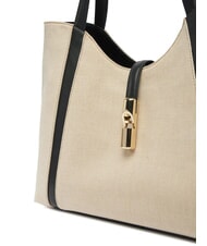 FURLA CAMPIONARIO - GOCCIA Geantă de umăr din p&acirc;nză natural + negru - Genți femei - 4