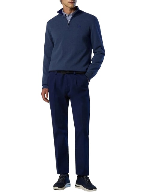 CORE Pulover cu fermoar pe jumătate melanj albastru China - Pulovere pentru bărbați