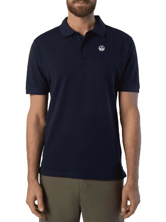 BASIC Tricou polo cu maneca scurta din bumbac albastru marin - maiou Polo