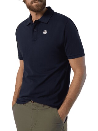 BASIC Tricou polo cu maneca scurta din bumbac albastru marin - maiou Polo