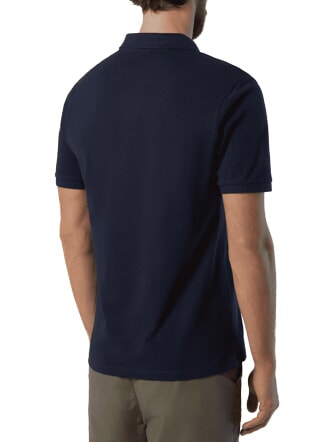 BASIC Tricou polo cu maneca scurta din bumbac albastru marin - maiou Polo