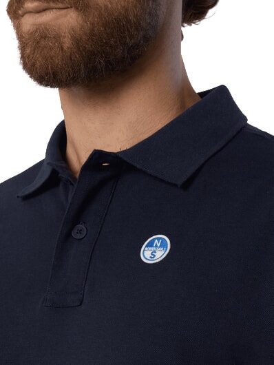 BASIC Tricou polo cu maneca scurta din bumbac albastru marin - maiou Polo