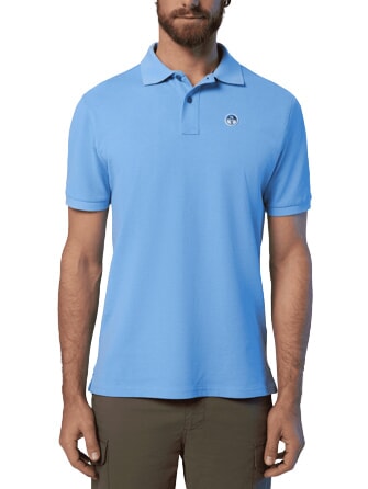 BASIC Tricou polo cu maneca scurta din bumbac albastru deschis - maiou Polo