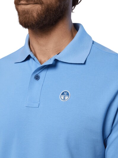BASIC Tricou polo cu maneca scurta din bumbac albastru deschis - maiou Polo