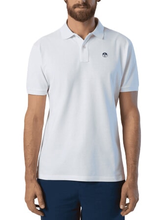 BASIC Tricou polo cu maneca scurta din bumbac alb - maiou Polo