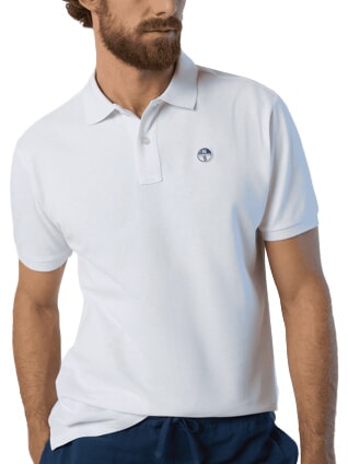 BASIC Tricou polo cu maneca scurta din bumbac alb - maiou Polo