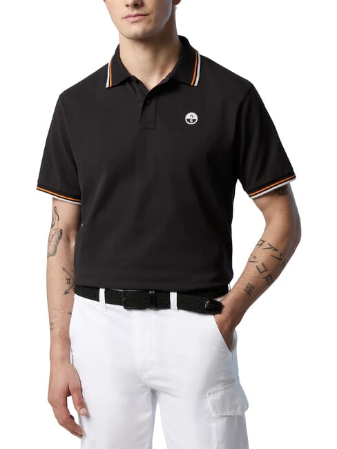 CORE Tricou polo cu m&acirc;necă scurtă din bumbac negru - maiou Polo