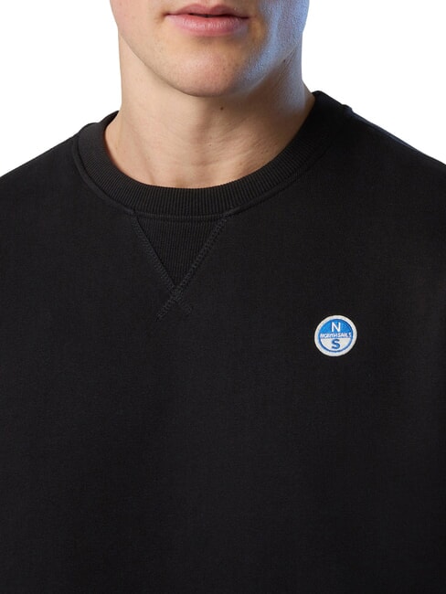 ROUND LOGO Hanorac cu guler rotund din bumbac negru - hanorace