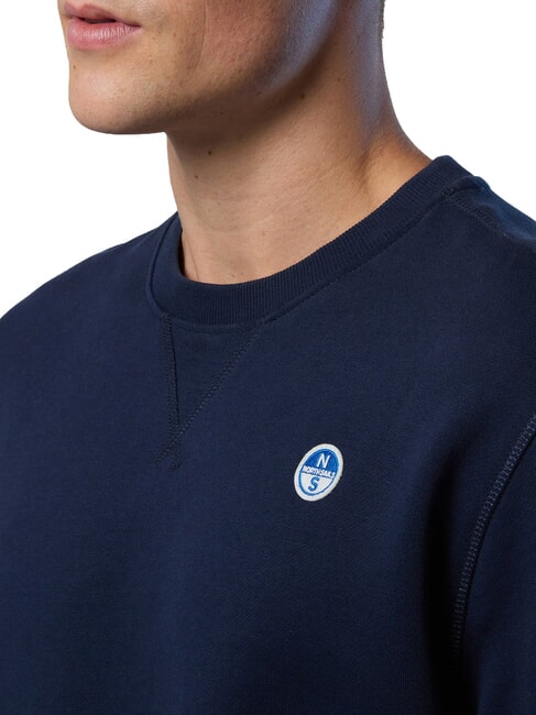 ROUND LOGO Hanorac cu guler rotund din bumbac albastru marin - hanorace