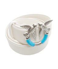 PINKO LOVE BERRY Curea de piele nor alb - argintiu mat - Curele - 4