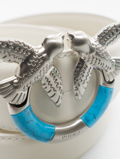 LOVE BERRY Curea de piele nor alb - argintiu mat - Curele