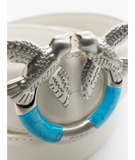 PINKO LOVE BERRY Curea de piele nor alb - argintiu mat - Curele - 3