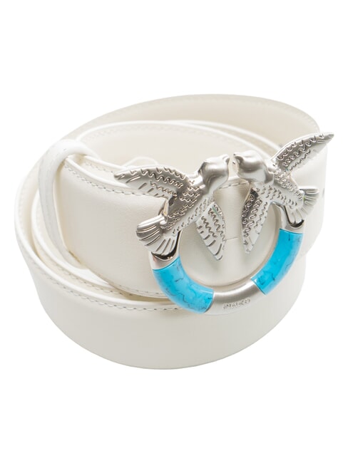 LOVE BERRY Curea de piele nor alb - argintiu mat - Curele