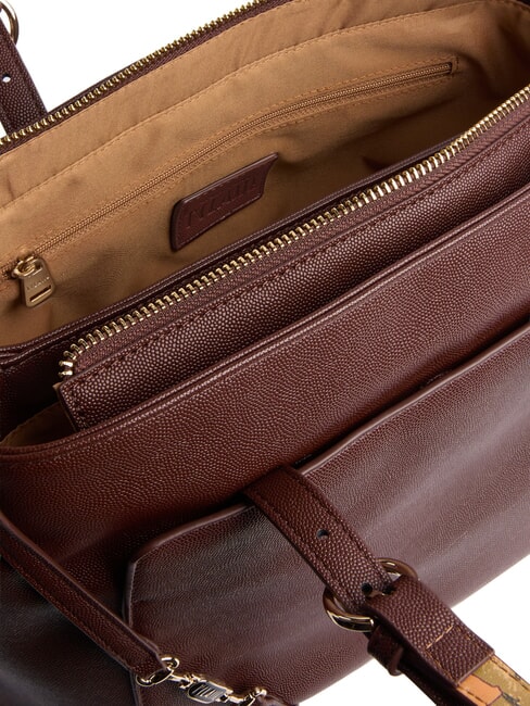 SCOTTISH CAVIAR Geantă de m&acirc;nă, cu curea de umăr reglabilă mahon - Genți femei