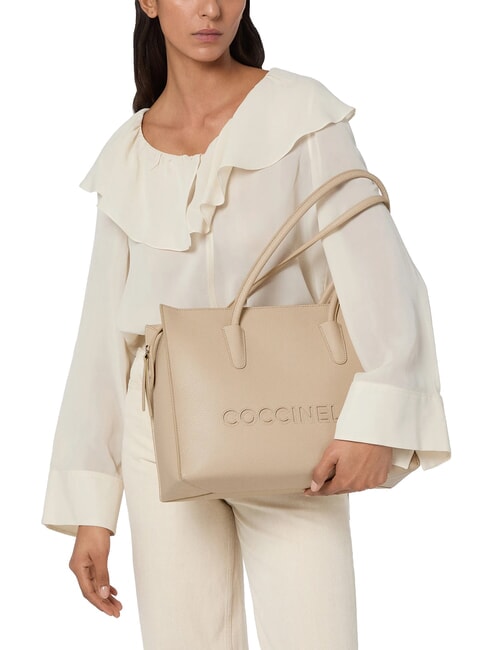 MYRTHA26 Geantă de umăr, piele scoică de nisip - Genți femei