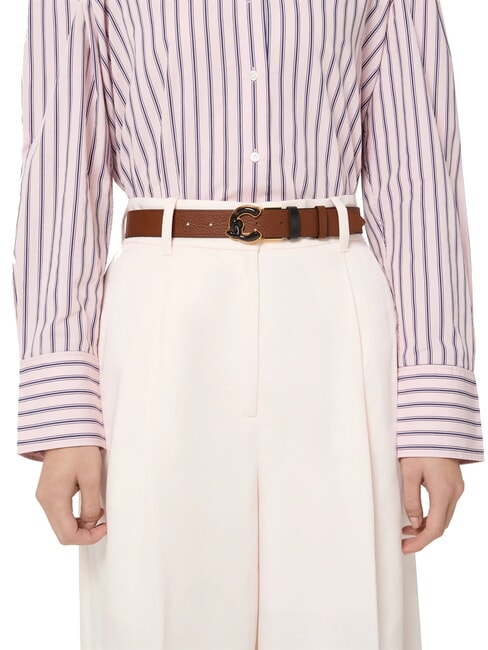 C-ME MARBLE  Curea de piele negru/coniac - Curele