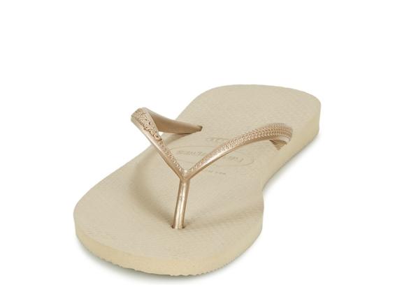 flip flops SLIM SAND GRAY / LUMINĂ DE AUR - Pantofi femei