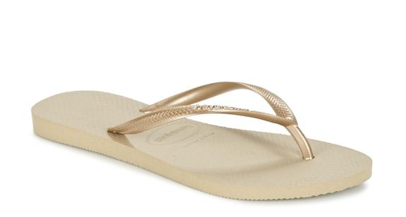 flip flops SLIM SAND GRAY / LUMINĂ DE AUR - Pantofi femei