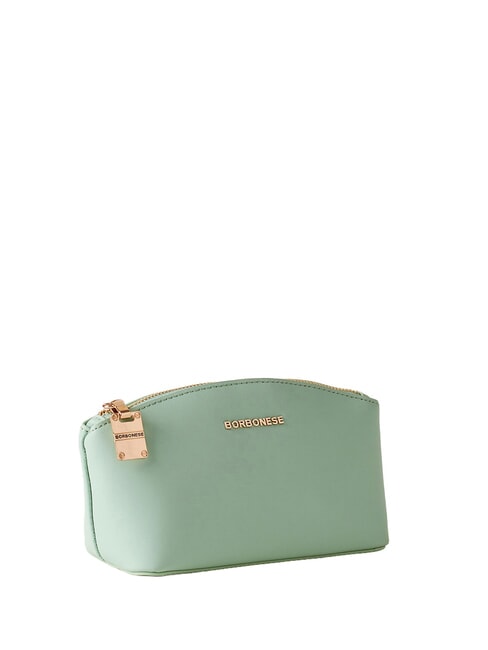 LETTERING Mini geantă de toaletă din piele lichen - Genți plic și truse