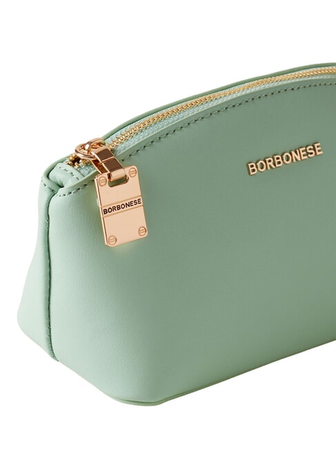 LETTERING Mini geantă de toaletă din piele lichen - Genți plic și truse