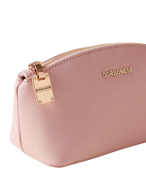 LETTERING Mini geantă de toaletă din piele lotus roz - Genți plic și truse