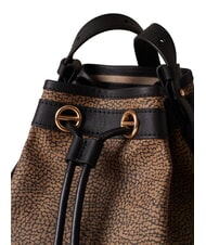 BORBONESE FLIGHT Geantă de umăr mini cu găleată natural op / negru - Genți femei - 4