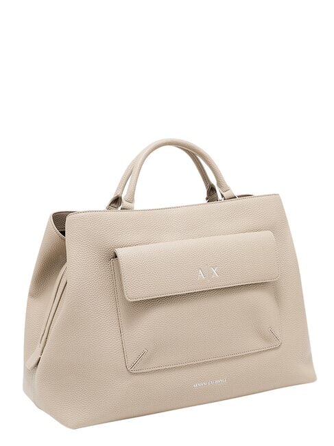 NICOLE Geantă de m&acirc;nă cu buzunar și curea de umăr nisip - Genți femei