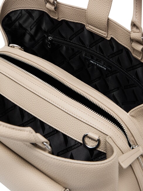 NICOLE Geantă de m&acirc;nă cu buzunar și curea de umăr nisip - Genți femei