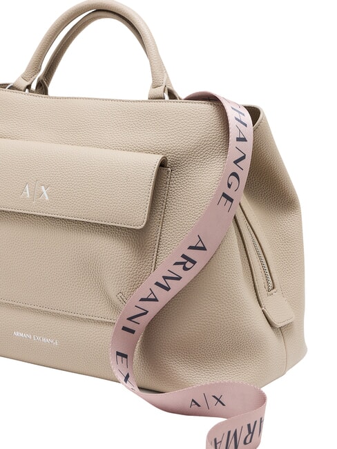 NICOLE Geantă de m&acirc;nă cu buzunar și curea de umăr nisip - Genți femei