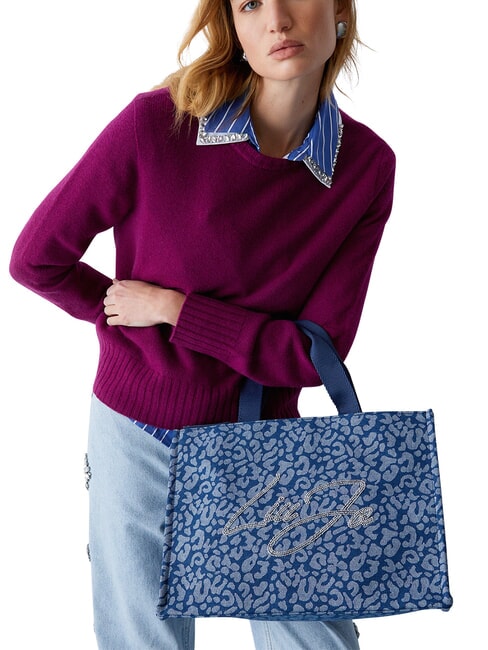 LOGO STRASS Geantă de m&acirc;nă, cu curea de umăr den.blue animalier - Genți femei