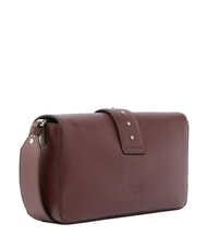 PINKO LOVE ONE CLASSIC SLOUCHY Geantă de umăr din piele vin de burgundă - argint vechi - Genți femei - 2
