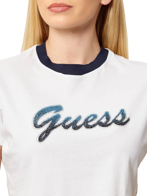 SCRIPT CROP Tricou scurt alb purpuriu - tricou