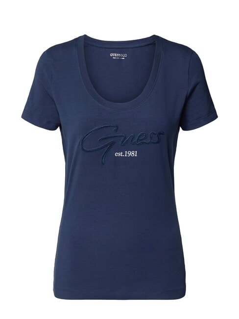 SCRIPT Tricou de bumbac albastru &icirc;nnegrit - tricou