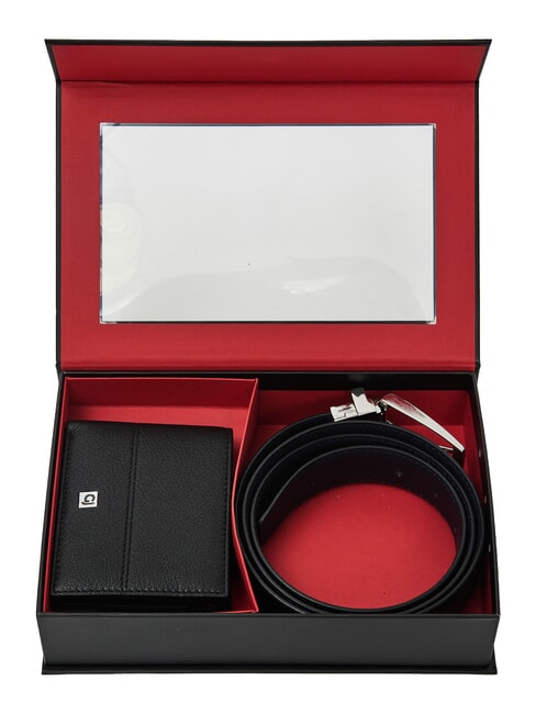 GIFT BOX Set curea și portofel negru/albastru - Curele
