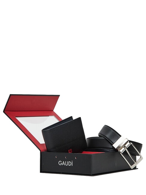 GIFT BOX Set curea și portofel negru/albastru - Curele