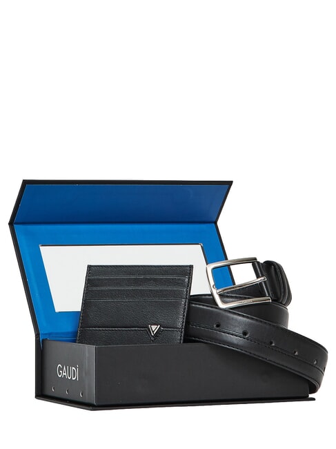 GIFT BOX Set curea și port-card BLACK - Curele